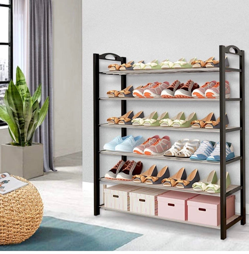 4 Tier Shoe Rack Organizer Entryway Shoe Storage, Black Shoe Rack with Premium Metal, Space-Saving Design, Easy to Assemble - Holds 20 Pairs - (L) 80cm x (W) 25cm x (H) 62cm (Black)