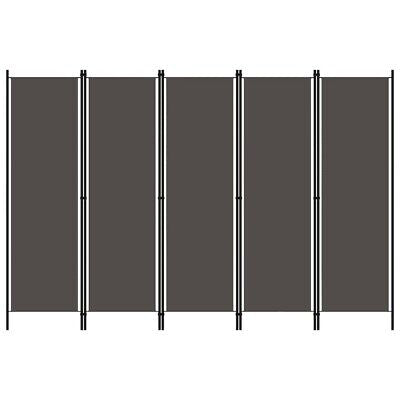 Freestanding Partition Iron Frame 5-Panel Fabric Privacy Screen Room Divider