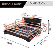 Rose-Gold Aluminium Dish Rack with Cutlery & Cup Holders