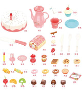 Pretend Play Food for Kids, DIY 82PCS Decorating and Cutting Birthday Party Cake, Tea Set,Candle,Fruits,Biscuits,Desserts,Educational Kitchen Toy with Lights&Sounds for Children,Girls&Boys,Aged 3+