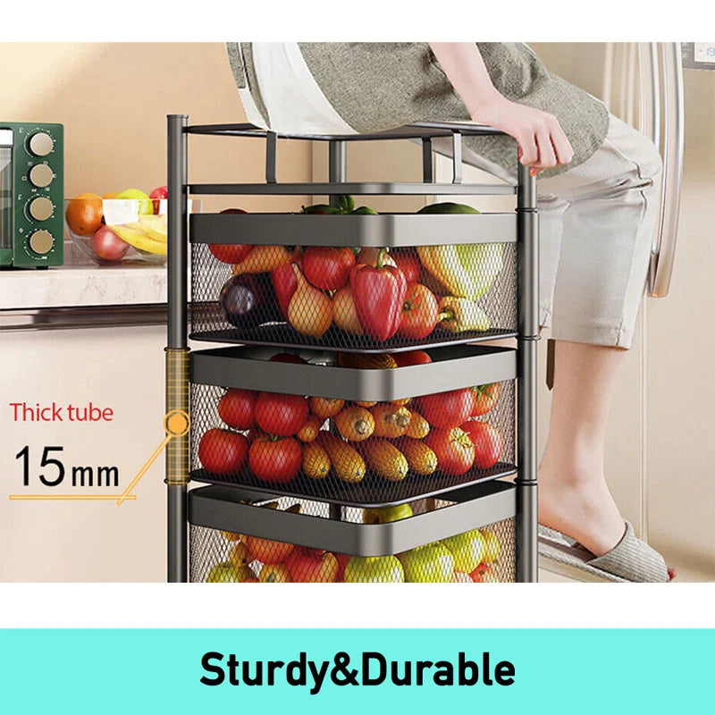 4-Tier Rotating Kitchen Storage Trolley