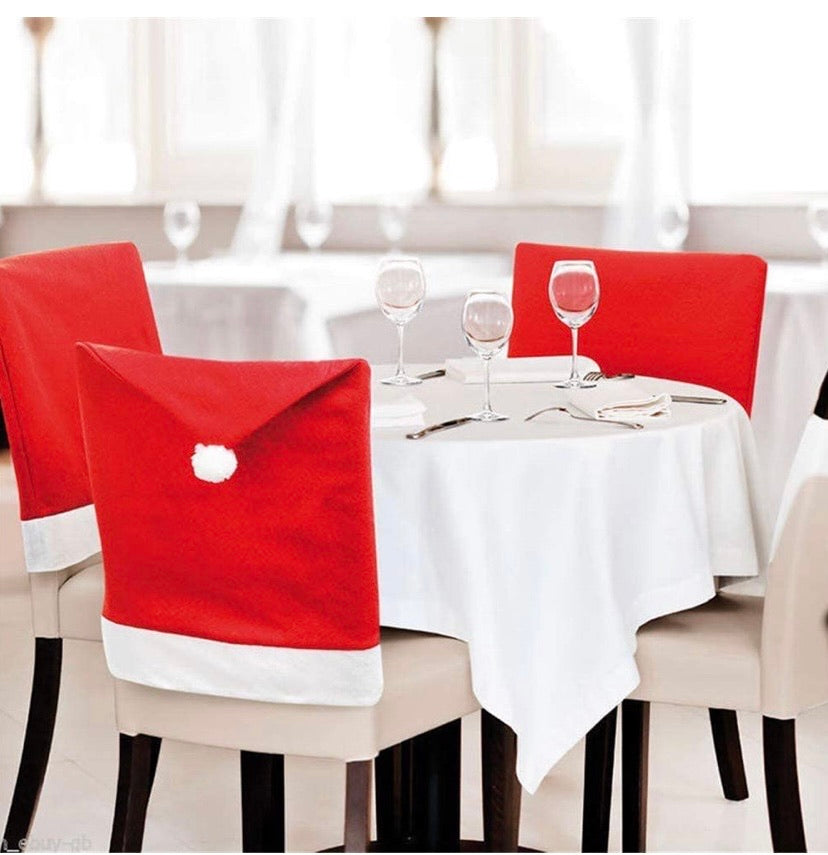 4-Pack Santa Hat Christmas Dining Chair Covers