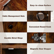 Nightstand Bedside End Side Table Bookshelf w/ Charging Station