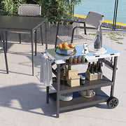 3-Tier Mobile Food-Prep Cart with Stainless-Steel Worktop