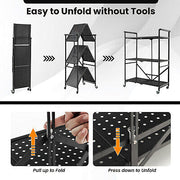 3-Tier Foldable Rolling Metal Storage Cart