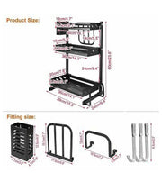 3 Tier Spice Rack Steel Kitchen Cooking Shelf Organizer Storage Bottle Holder AU