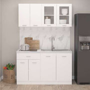 4-Piece White Kitchen Cabinet Set – Wall, Drawer & Sink Units