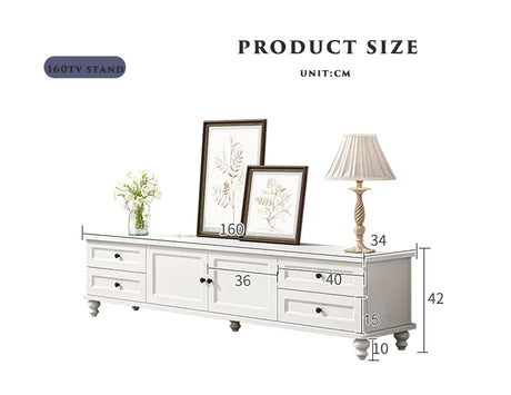 TV Stand Modern Cabinet Wood Entertainment Unit Shelf Storage White 160cm