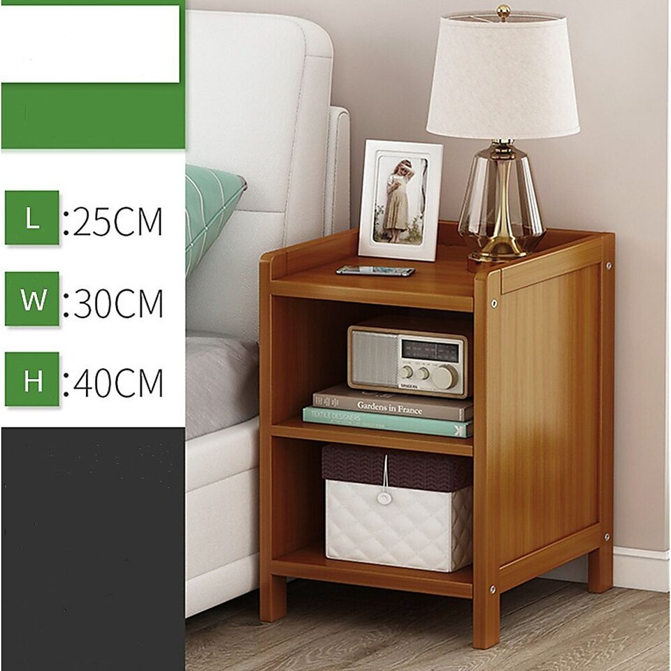 Bamboo Bedside Table – Dark Wood