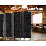 8-Panel Black Pine & Woven-Paper Folding Room Divider