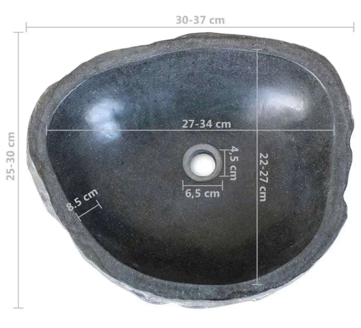 Natural River-Stone Oval Countertop Basin – 3 Size Ranges