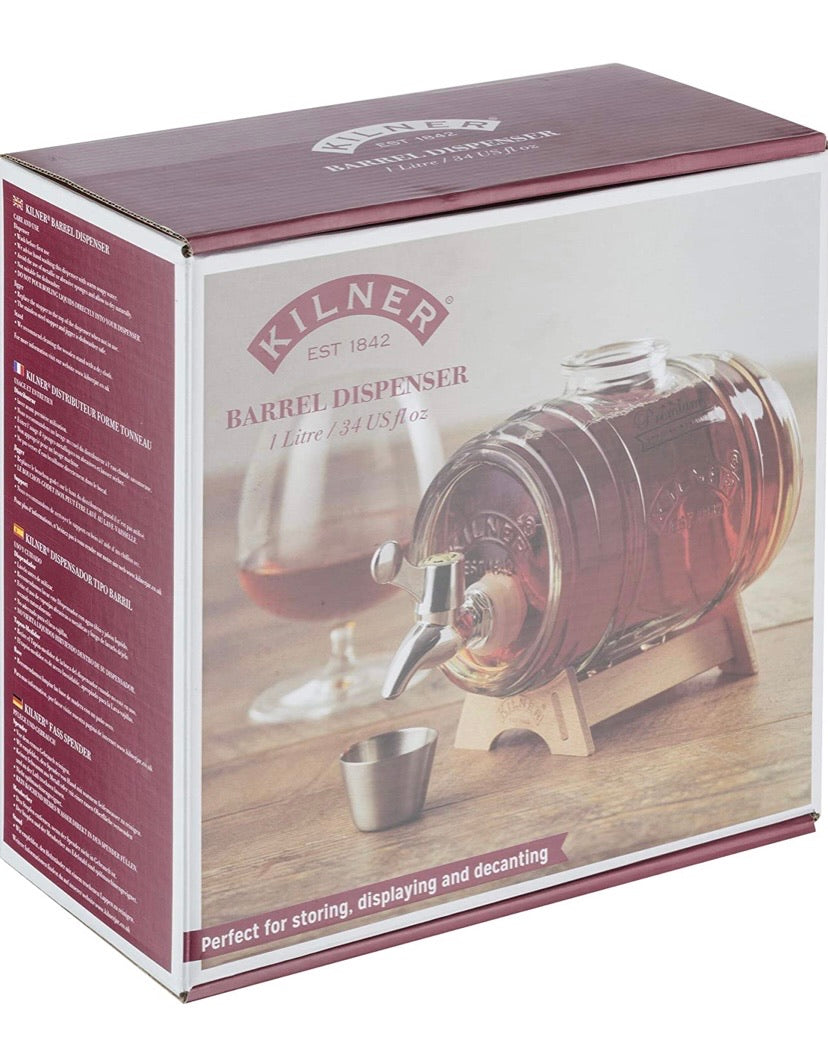 Drinks Barrel Dispenser with Wooden Stand 1Litre