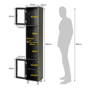 180 cm Five-Tier Tall Storage Cabinet with Glass Doors