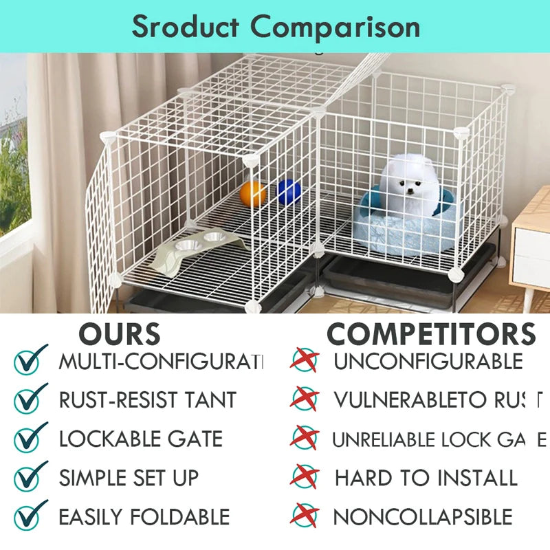 10-Panel Foldable Metal Dog Playpen – White