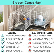 10-Panel Foldable Metal Dog Playpen – White