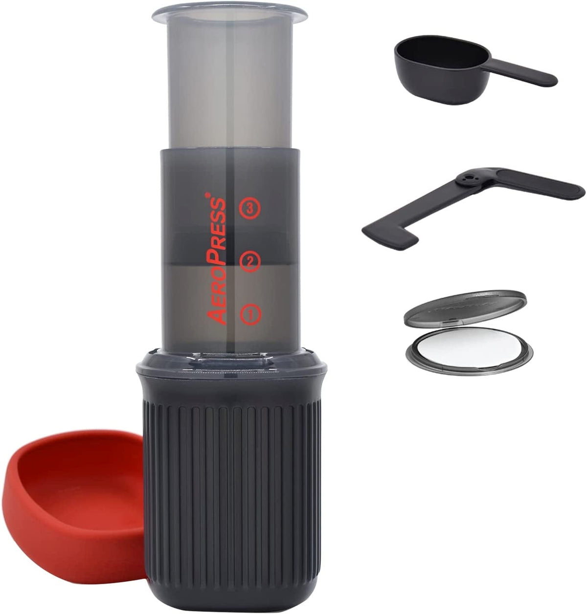 AeroPress Go Portable Travel Coffee Press, 1-3 Cups - Makes Delicious Coffee, Espresso and Cold Brew in 1 Minute
