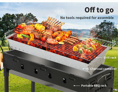 Foldable Portable Charcoal BBQ Grill with Fuel Tray