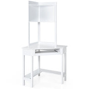 White Corner Computer Desk with Hutch & Keyboard Tray