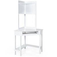 White Corner Computer Desk with Hutch & Keyboard Tray
