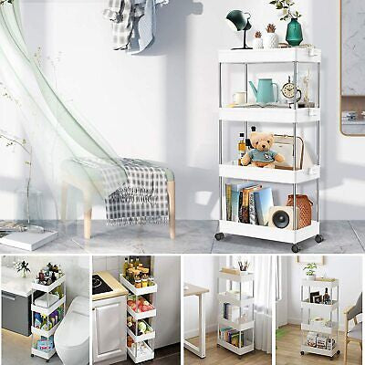 4-Tier Slim Rolling Storage Trolley