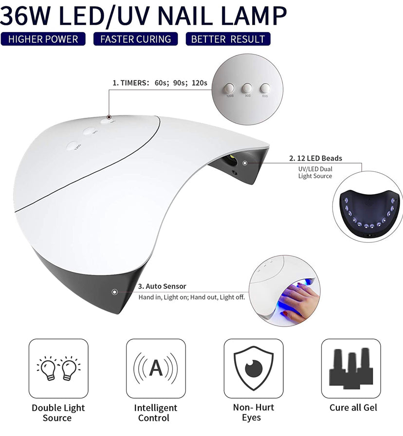 Poly Nail Gel Kit with 36W LED UV Nail Lamp Phoenixy 4 Colours Poly Nail Extension Gel Slip Solution Basic Nail Art Tools All In One Kit for Nail Manicure Beginner Starter Gift