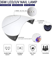 Poly Nail Gel Kit with 36W LED UV Nail Lamp Phoenixy 4 Colours Poly Nail Extension Gel Slip Solution Basic Nail Art Tools All In One Kit for Nail Manicure Beginner Starter Gift