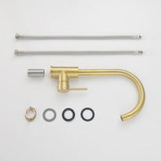 Brushed Gold Brass Kitchen Mixer Tap – 360° Swivel