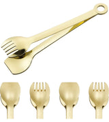 Set of 4 Gold Plated Small Serving Tongs - Stainless Steel, 6 Inches (Golden)