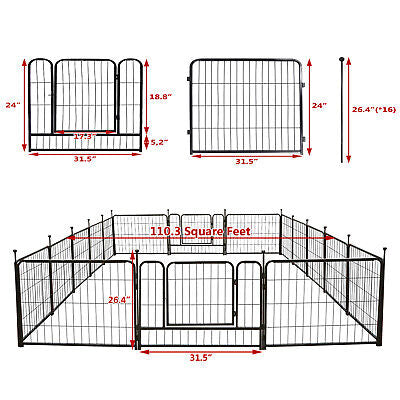 16-Panel 61cm Foldable Metal Dog Playpen with Door