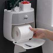 Wall-Mounted Double-Roll Toilet Paper Dispenser with Shelf