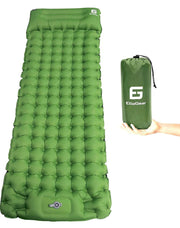 Camping Self-Inflating Air Sleeping Pad Mat Foot Pump with Pillow, Great Compact Air Sleeping Pad for Tent Travel, Backpacking, Hiking, Sleeping Over (Green)