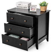 Black 3-Drawer Side Table & Nightstand