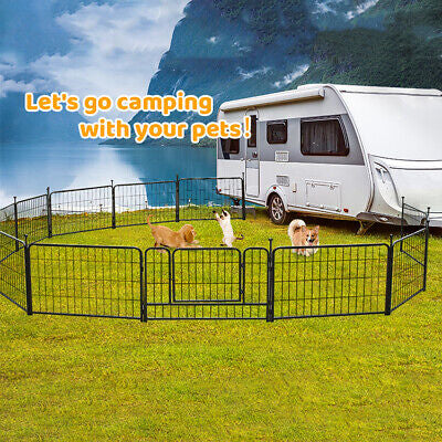 16-Panel 61cm Foldable Metal Dog Playpen with Door