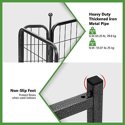 16-Panel 61cm Foldable Metal Dog Playpen with Door