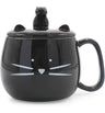 Cute Cat Coffee Mug with Cell Phone Holder Lid for Cat Lover Unique Ceramic Black Mugs Tea Cup Women