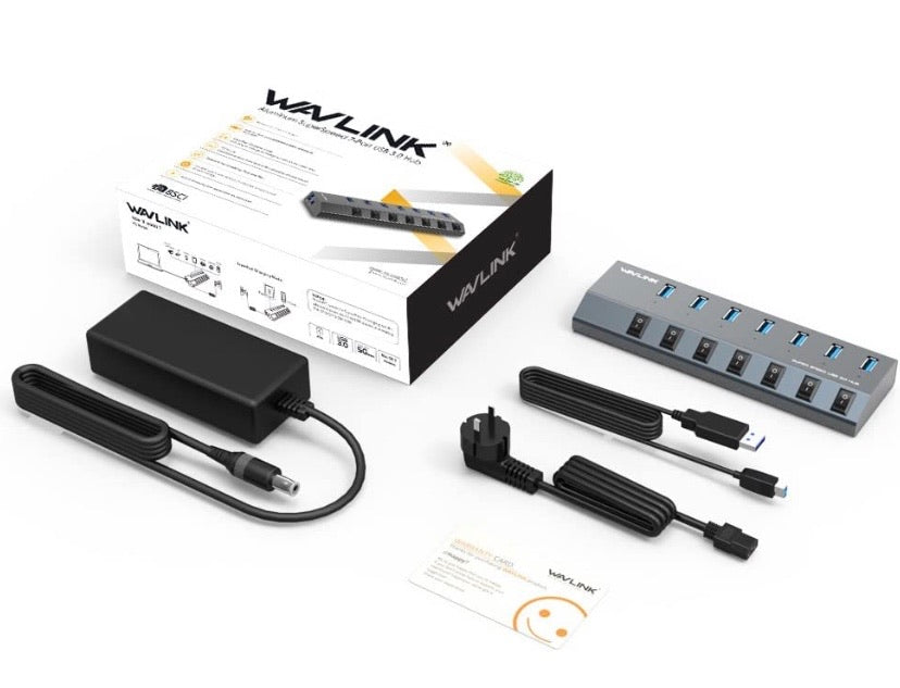 Aluminum BC 1.2 Charging 7 Ports USB 3.0 Hub,Charging Up to 5V/2.4A,Individual LED Power Switches with 48W Power Adapter for MacBook, iPad, PS4,Surface Pro, Mobile,Laptop, HDD and More