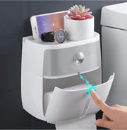 Wall-Mounted Double-Roll Toilet Paper Dispenser with Shelf
