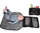 Portable Baby Changing Pad Diaper Bag Mat & Foldable Travel Changing Station with Bonus Wipe Case, Black