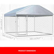 2 × 2 m Galvanised-Steel Dog Kennel Run with Roof