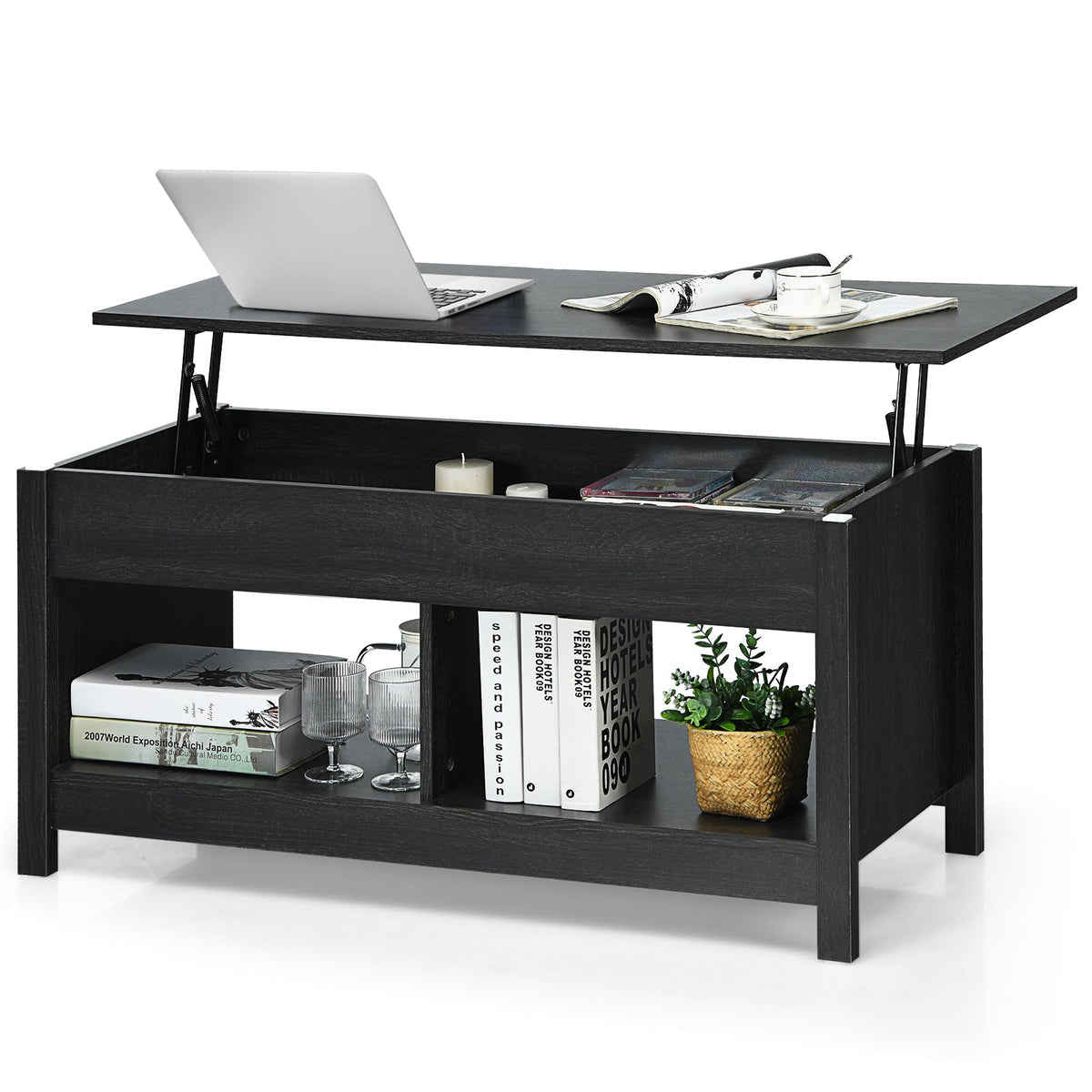 Lift-Top Coffee Table with Open & Hidden Storage