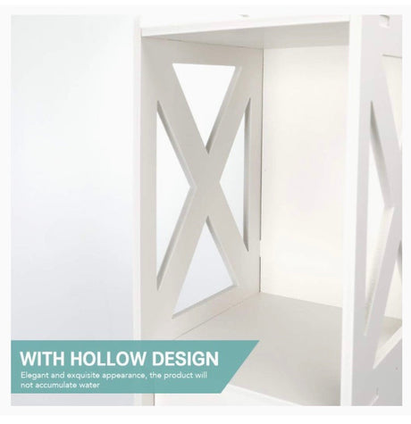 Small Bathroom Storage Corner Floor Cabinet with Doors and Shelves, Thin Toilet Vanity Cabinet, Narrow Bath Sink Organizer, Towel Storage Shelf for Paper Holder, White