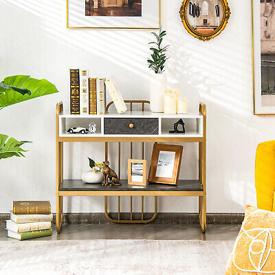 Faux-Marble Console Table with Shelf