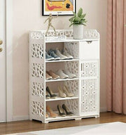 Wood-Plastic Shoe Cabinet with Drawer & Boot Compartment – 2 Colours