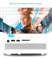 1800 Lumens Mini Projector Upgraded, Full HD Maximum 1080P Display Supported,PS4,TV Stick, Smartphone, USB, VGA, HDMI AV SD Card Supported, Great for Home Theatre Movies (White)
