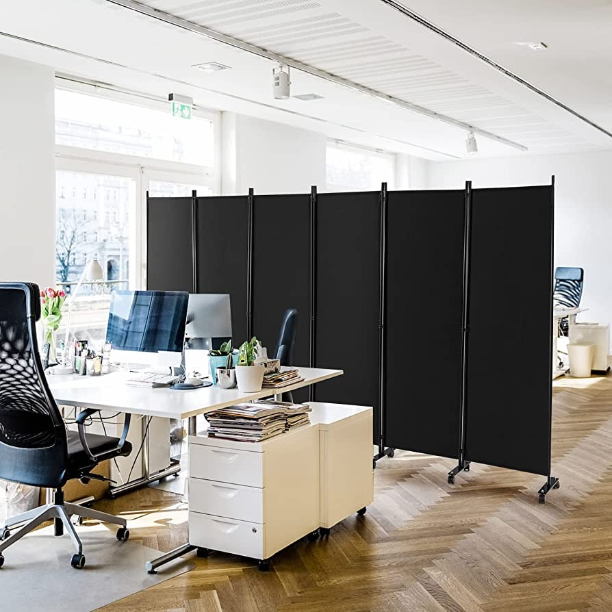 334.5 × 172 cm 6-Panel Rolling Room Divider – 4 Colours