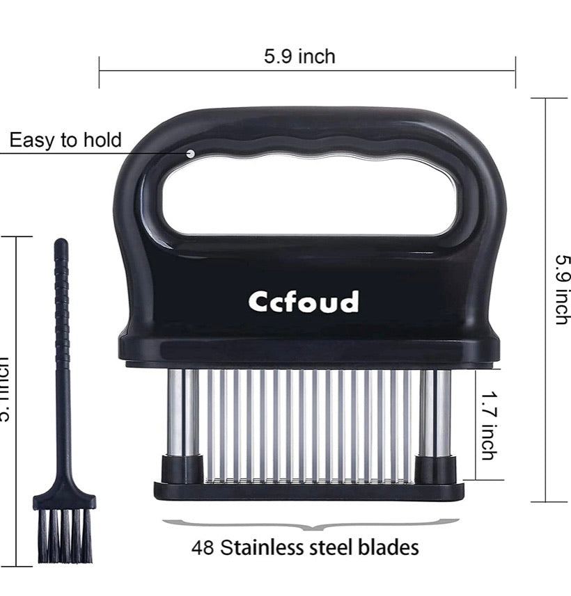 Meat Tenderizer, 48 Stainless Steel Ultra Sharp Needle Blade Tenderizer for Tenderizing Steak, Beef with Cleaning Brush,Durable Baking Kitchen Accessories by Ccfoud