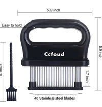 Meat Tenderizer, 48 Stainless Steel Ultra Sharp Needle Blade Tenderizer for Tenderizing Steak, Beef with Cleaning Brush,Durable Baking Kitchen Accessories by Ccfoud