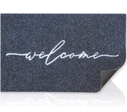 Grey Welcome Entrance Mat with Rubber Backing – 18 × 28in