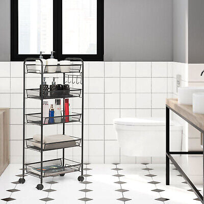 5-Basket Rolling Utility Storage Cart