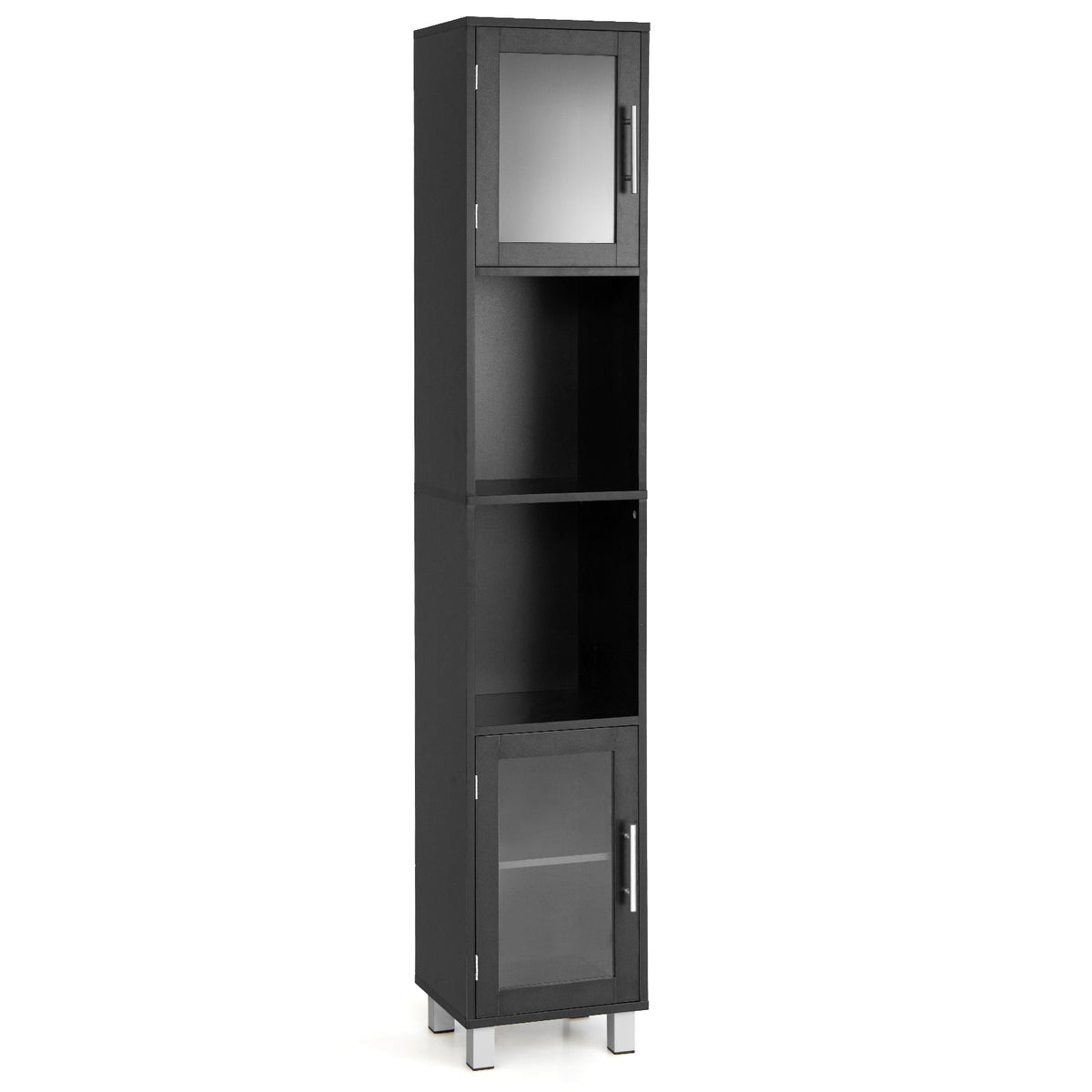 180 cm Five-Tier Tall Storage Cabinet with Glass Doors